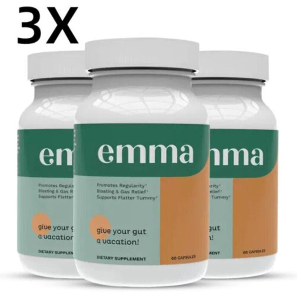 3pack EMMA Supplement for Gut Health-Gas and Bloating Relief Constipation 60 Counts