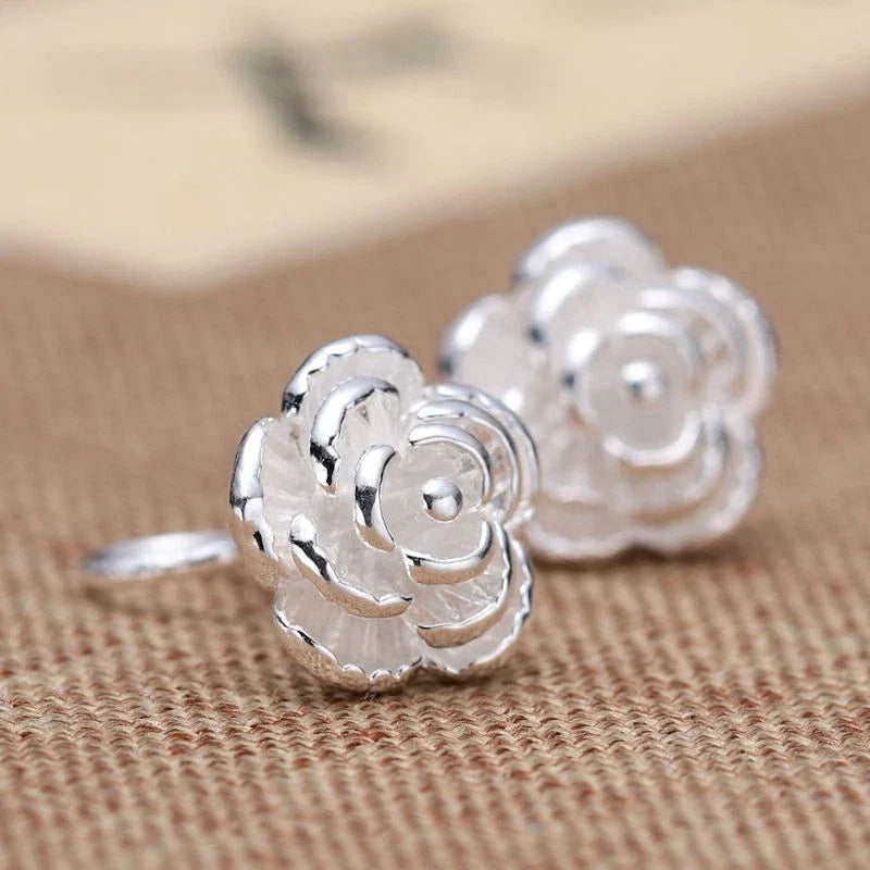 Iterary Flower Earrings Silver-plated Earrings Handmade Curved Hook Plum Blossom