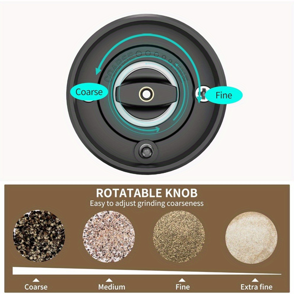 1pc Electric Salt and Pepper Grinder, One-handed Automatic Operation, white LED Light, Dual Charging Base, Adjustable Coarseness, Battery Powered, Generous Capacity
