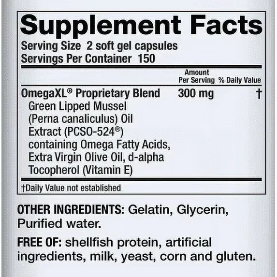 Joint Support Supplement Omega Fatty Acid Formula 300 Softgels