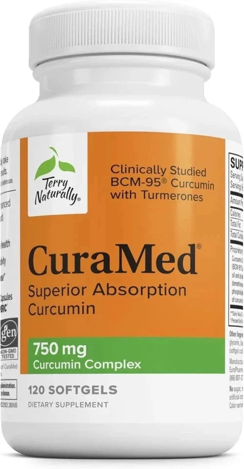 Terry Naturally CuraMed 750mg Superior Absorption Curcumin Softgels – Advanced Turmeric Supplement for Joint Support, Healthy Inflammation Response & Immune Wellness | 120 Softgels