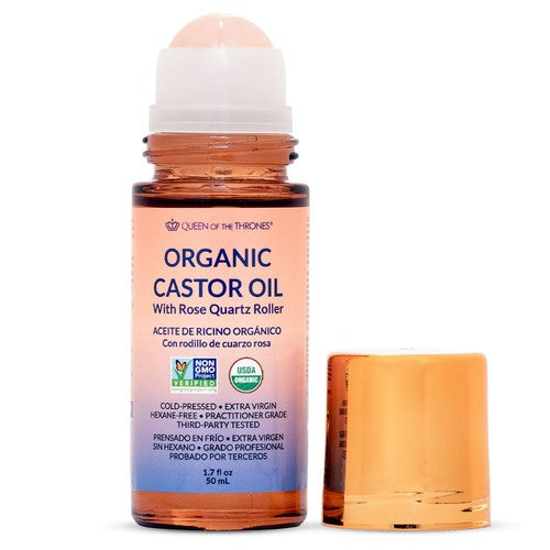 Queen of the Thrones Organic Golden Castor Oil Roll-On with Rose Quartz – 100% Pure